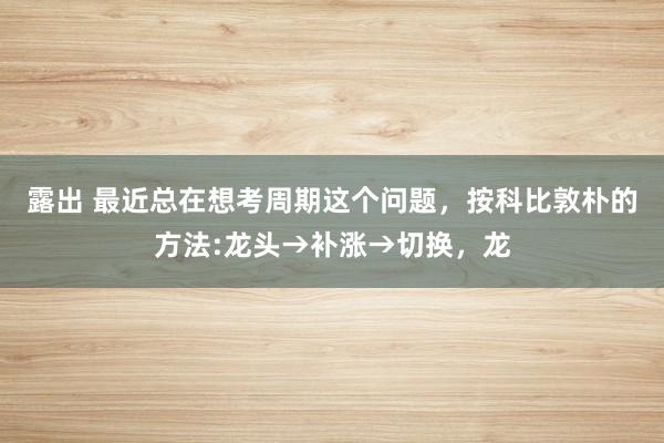 露出 最近总在想考周期这个问题,按科比敦朴的方法:龙头→补涨→切换,龙
