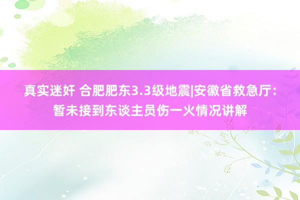 真实迷奸 合肥肥东3.3级地震|安徽省救急厅：暂未接到东谈主员伤一火情况讲解