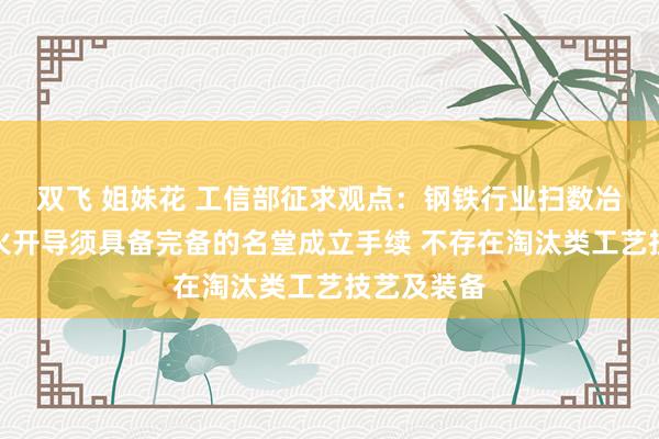 双飞 姐妹花 工信部征求观点:钢铁行业扫数冶真金不怕火开导须具备完备的名堂成立手续 不存在淘汰类工艺技艺及装备