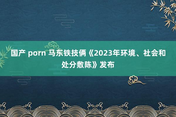 国产 porn 马东铁技俩《2023年环境、社会和处分敷陈》发布