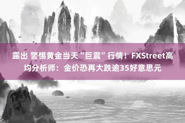 露出 警惕黄金当天“巨震”行情！FXStreet高均分析师：金价恐再大跌逾35好意思元