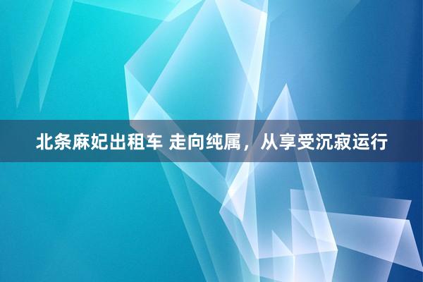 北条麻妃出租车 走向纯属，从享受沉寂运行