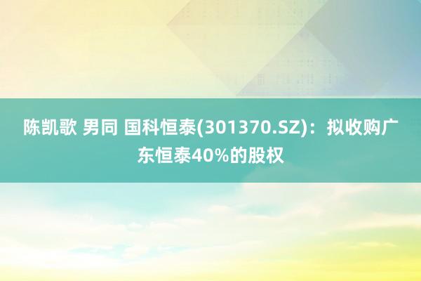陈凯歌 男同 国科恒泰(301370.SZ)：拟收购广东恒泰40%的股权