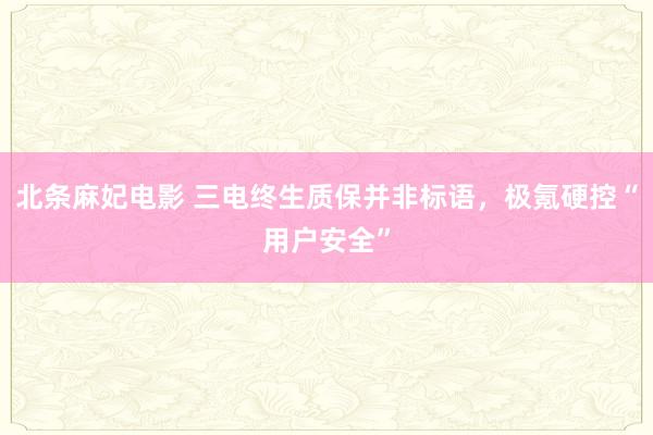 北条麻妃电影 三电终生质保并非标语，极氪硬控“用户安全”