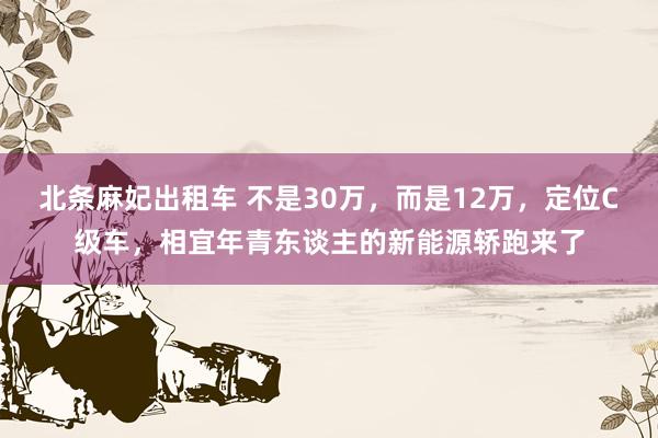 北条麻妃出租车 不是30万，而是12万，定位C级车，相宜年青东谈主的新能源轿跑来了