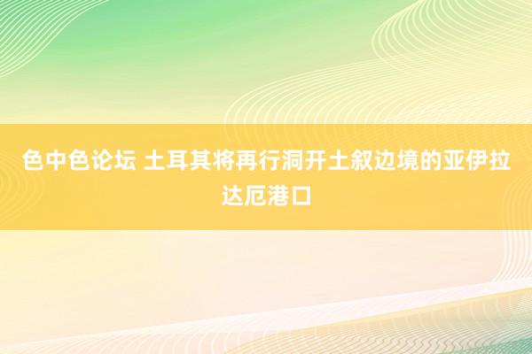 色中色论坛 土耳其将再行洞开土叙边境的亚伊拉达厄港口