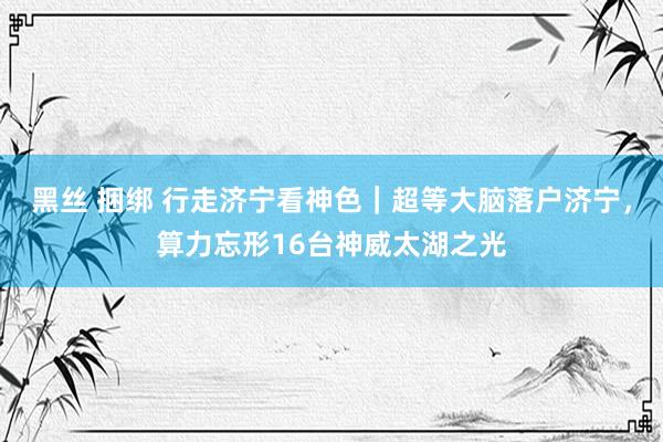 黑丝 捆绑 行走济宁看神色｜超等大脑落户济宁，算力忘形16台神威太湖之光