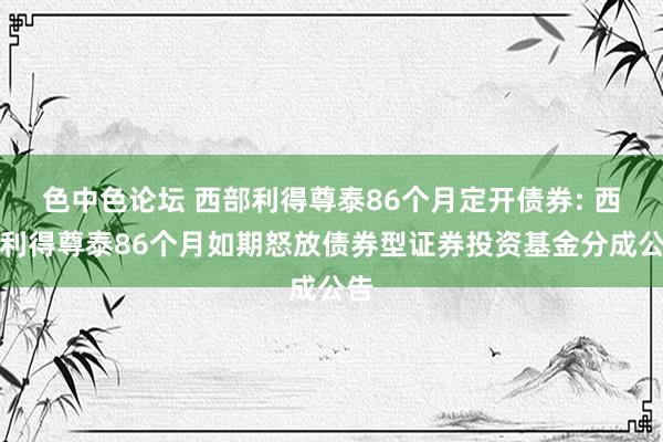 色中色论坛 西部利得尊泰86个月定开债券: 西部利得尊泰86个月如期怒放债券型证券投资基金分成公告