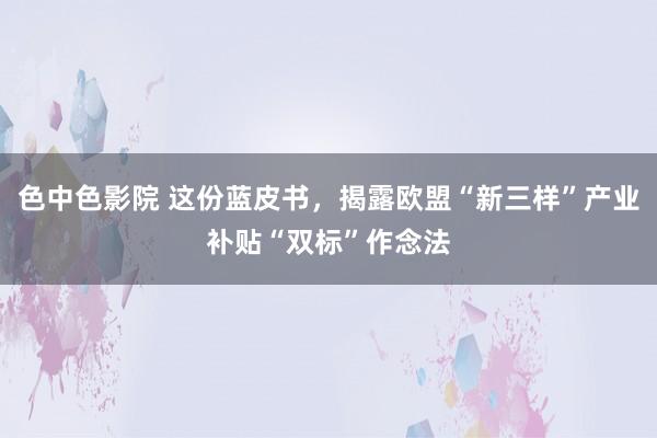 色中色影院 这份蓝皮书，揭露欧盟“新三样”产业补贴“双标”作念法