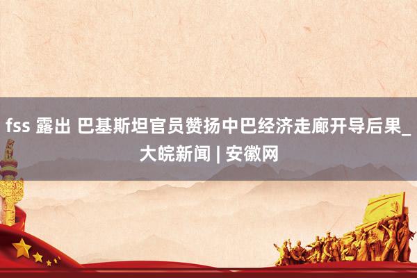 fss 露出 巴基斯坦官员赞扬中巴经济走廊开导后果_大皖新闻 | 安徽网