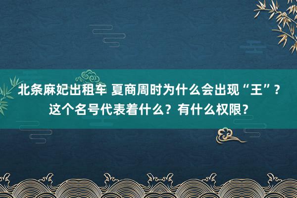 北条麻妃出租车 夏商周时为什么会出现“王”？这个名号代表着什么？有什么权限？