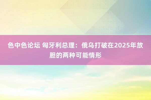 色中色论坛 匈牙利总理：俄乌打破在2025年放胆的两种可能情形