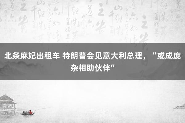 北条麻妃出租车 特朗普会见意大利总理，“或成庞杂相助伙伴”