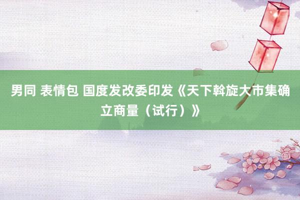 男同 表情包 国度发改委印发《天下斡旋大市集确立商量（试行）》