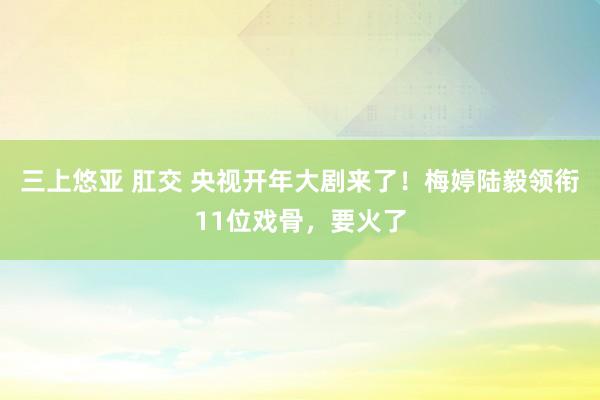 三上悠亚 肛交 央视开年大剧来了！梅婷陆毅领衔11位戏骨，要火了