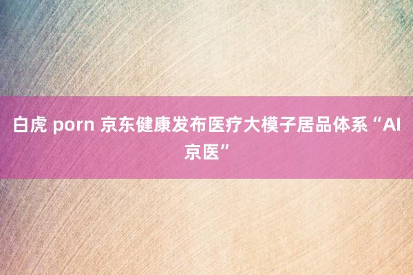 白虎 porn 京东健康发布医疗大模子居品体系“AI京医”