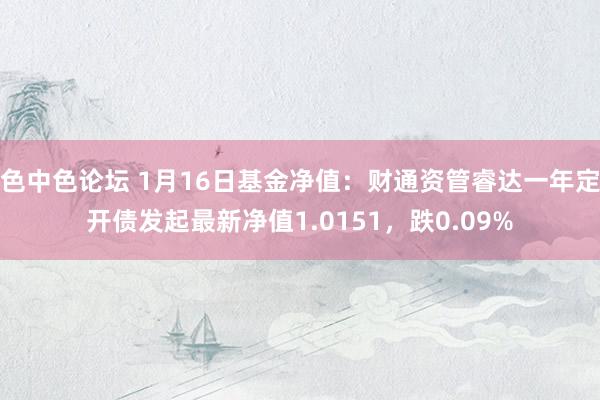 色中色论坛 1月16日基金净值：财通资管睿达一年定开债发起最新净值1.0151，跌0.09%