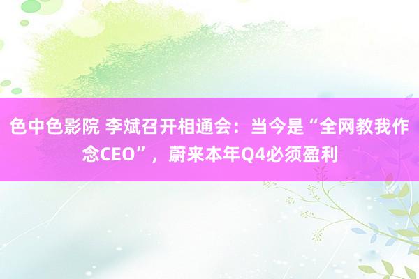 色中色影院 李斌召开相通会：当今是“全网教我作念CEO”，蔚来本年Q4必须盈利