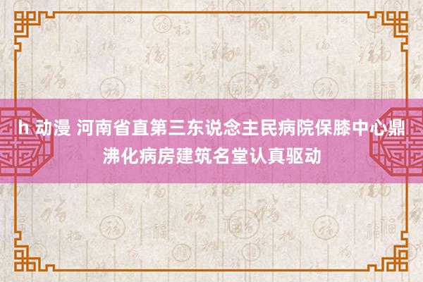 h 动漫 河南省直第三东说念主民病院保膝中心鼎沸化病房建筑名堂认真驱动