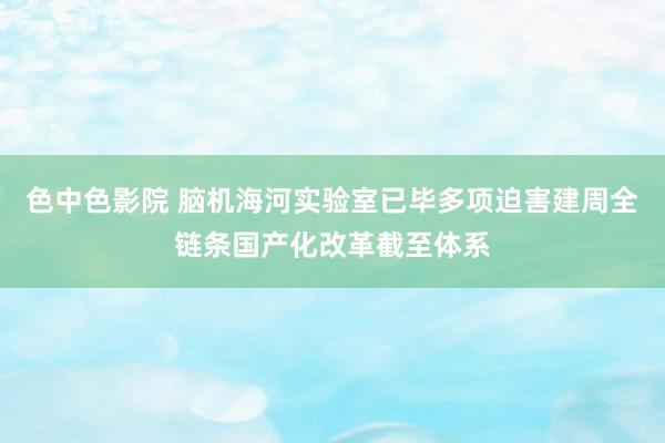 色中色影院 脑机海河实验室已毕多项迫害建周全链条国产化改革截至体系