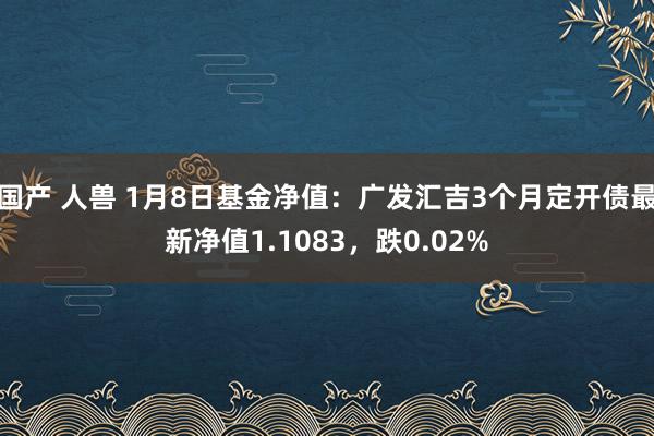 国产 人兽 1月8日基金净值：广发汇吉3个月定开债最新净值1.1083，跌0.02%