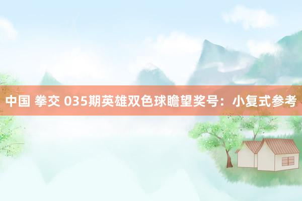 中国 拳交 035期英雄双色球瞻望奖号：小复式参考