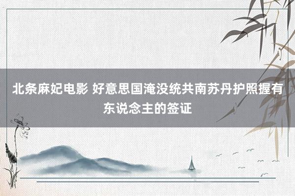 北条麻妃电影 好意思国淹没统共南苏丹护照握有东说念主的签证