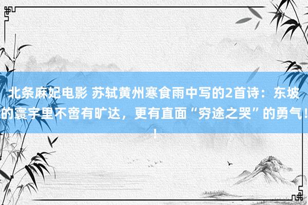 北条麻妃电影 苏轼黄州寒食雨中写的2首诗：东坡的寰宇里不啻有旷达，更有直面“穷途之哭”的勇气！