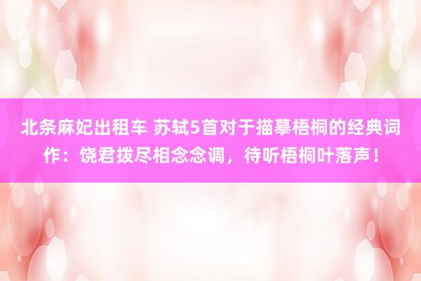 北条麻妃出租车 苏轼5首对于描摹梧桐的经典词作：饶君拨尽相念念调，待听梧桐叶落声！