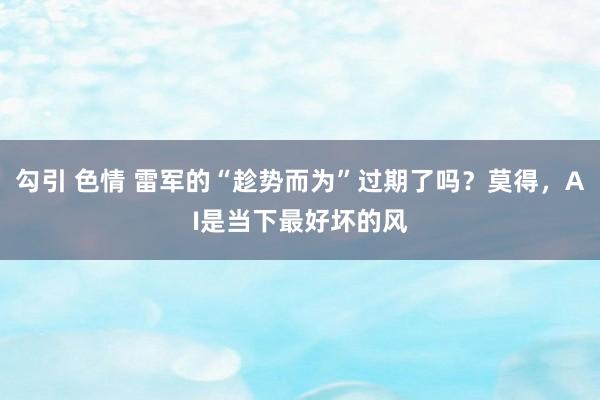 勾引 色情 雷军的“趁势而为”过期了吗？莫得，AI是当下最好坏的风