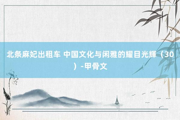 北条麻妃出租车 中国文化与闲雅的耀目光輝（30）-甲骨文