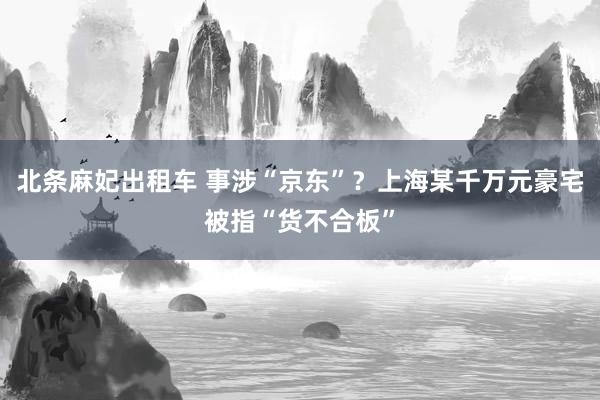 北条麻妃出租车 事涉“京东”？上海某千万元豪宅被指“货不合板”