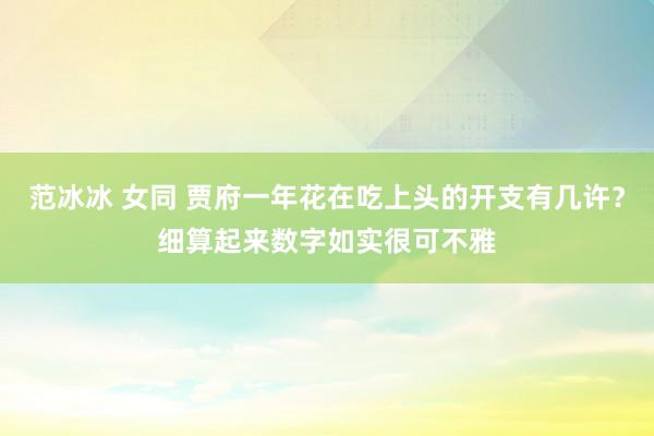 范冰冰 女同 贾府一年花在吃上头的开支有几许？细算起来数字如实很可不雅