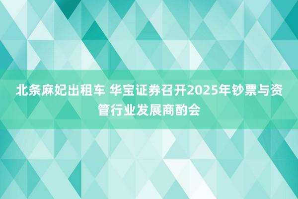 北条麻妃出租车 华宝证券召开2025年钞票与资管行业发展商酌会