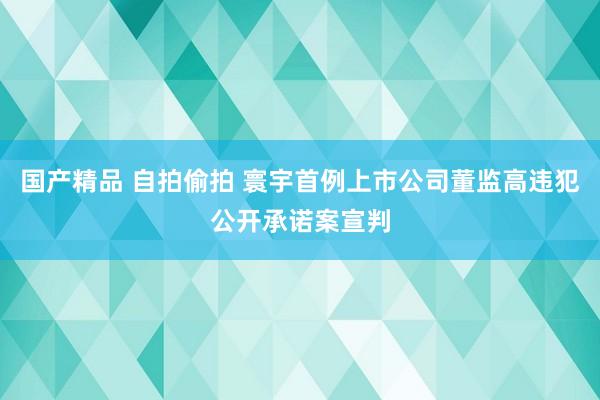 国产精品 自拍偷拍 寰宇首例上市公司董监高违犯公开承诺案宣判
